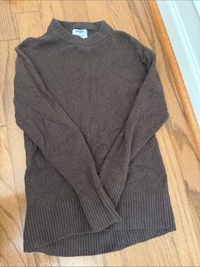 Fall Everyday Pullover Crewneck Preppy Sweater in Dark Brown